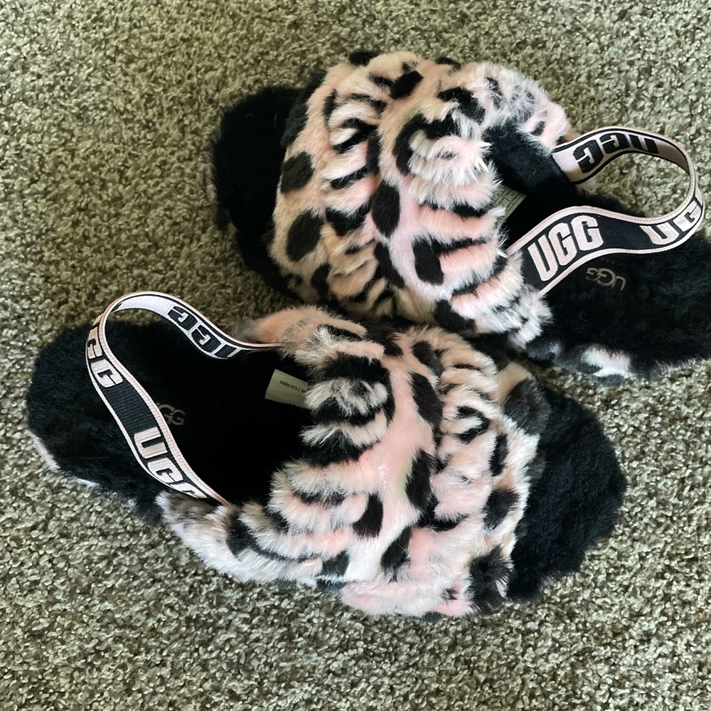 Ugg pink leopard print slippers